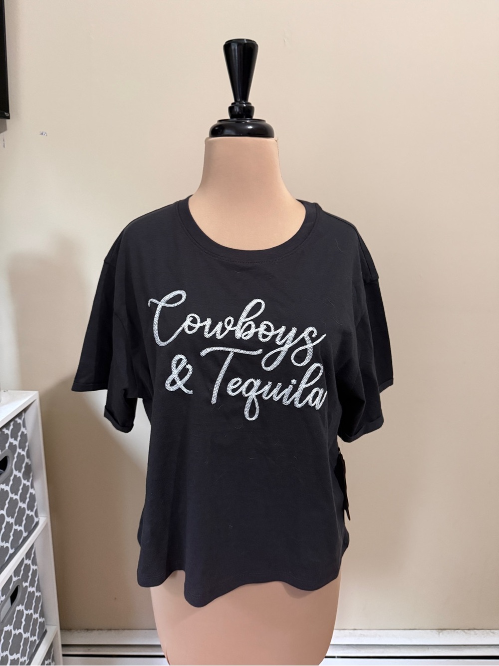 Cowboys & Tequila cropped tshirt new with tags -